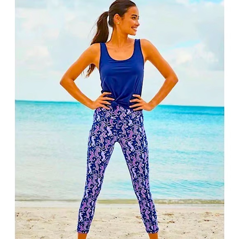 Lilly Pulitzer Luxletic Weekender High Rise Leggings in Navy on The Catwalk